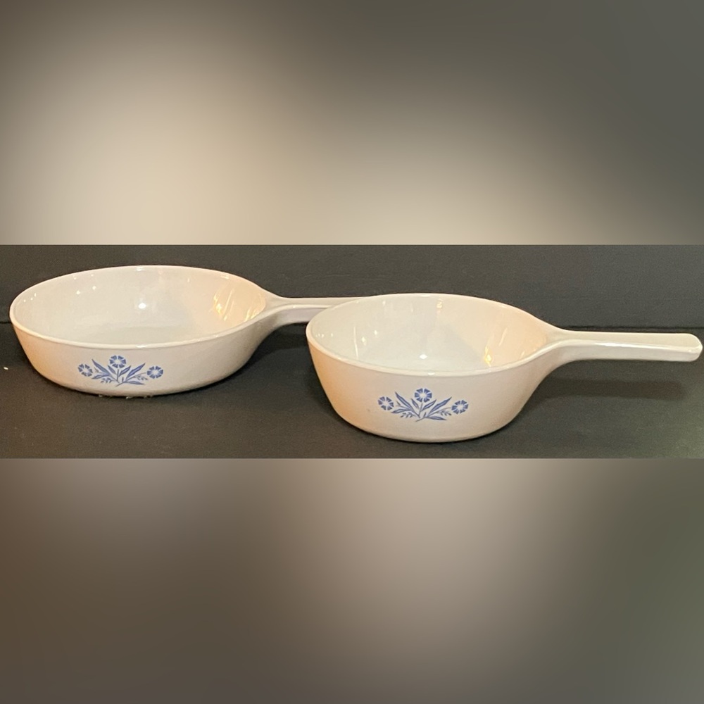 Vintage 2 Corningware Blue Cornflower P-83-B 6.5” Skillet/P-81-B 1 Pint Saucepan